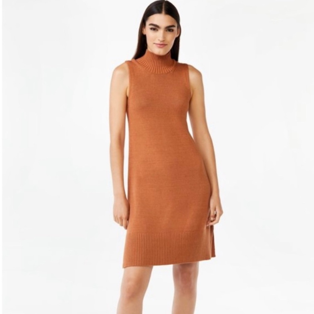 Free Assembly Sleeveless Brown Knit Dress - Size Small